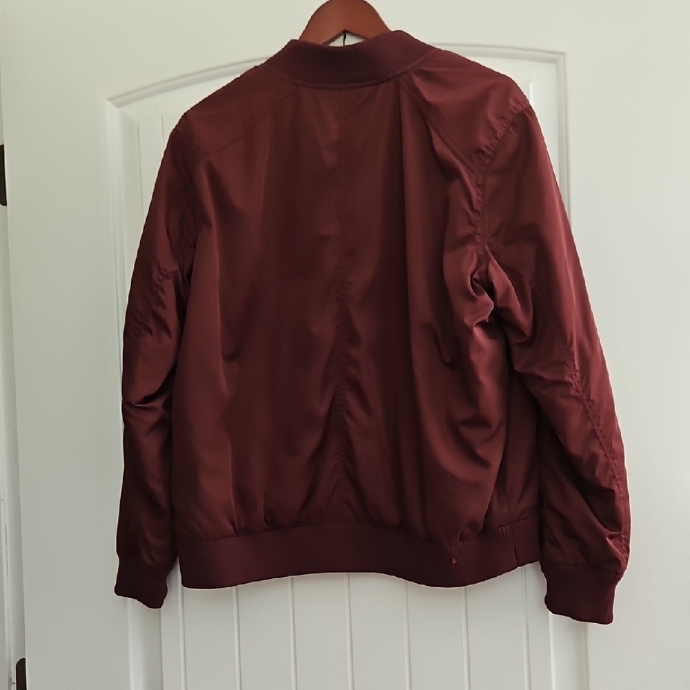 Old Navy Red Bomber Jacket with Ribbed Details - Picture 5 of 7